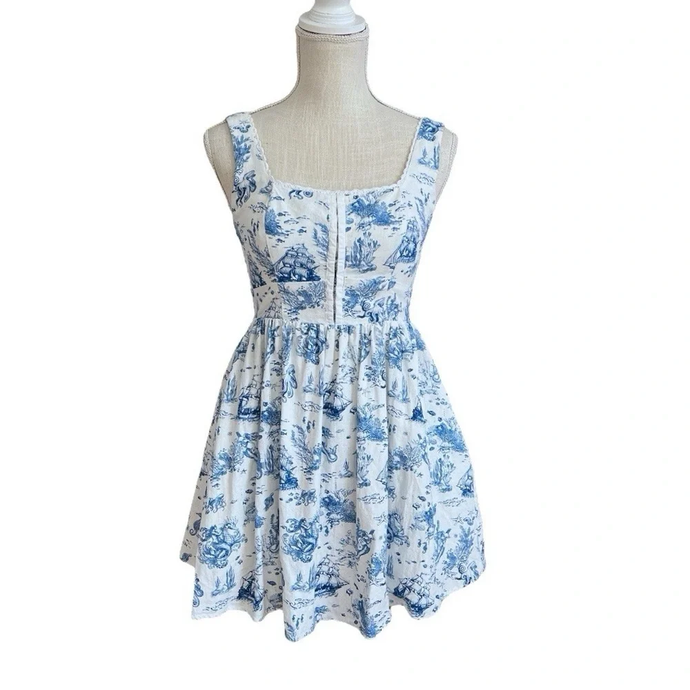 7 For All Mankind Marine Life Toile Dress NEVER WORN - Picture 2 of 14